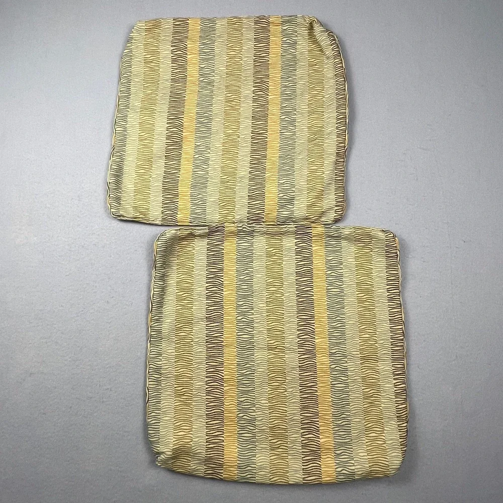 VTG Handmade Throw Pillow Covers Set of 2 18x18 Gold Tan Striped Grandmacore